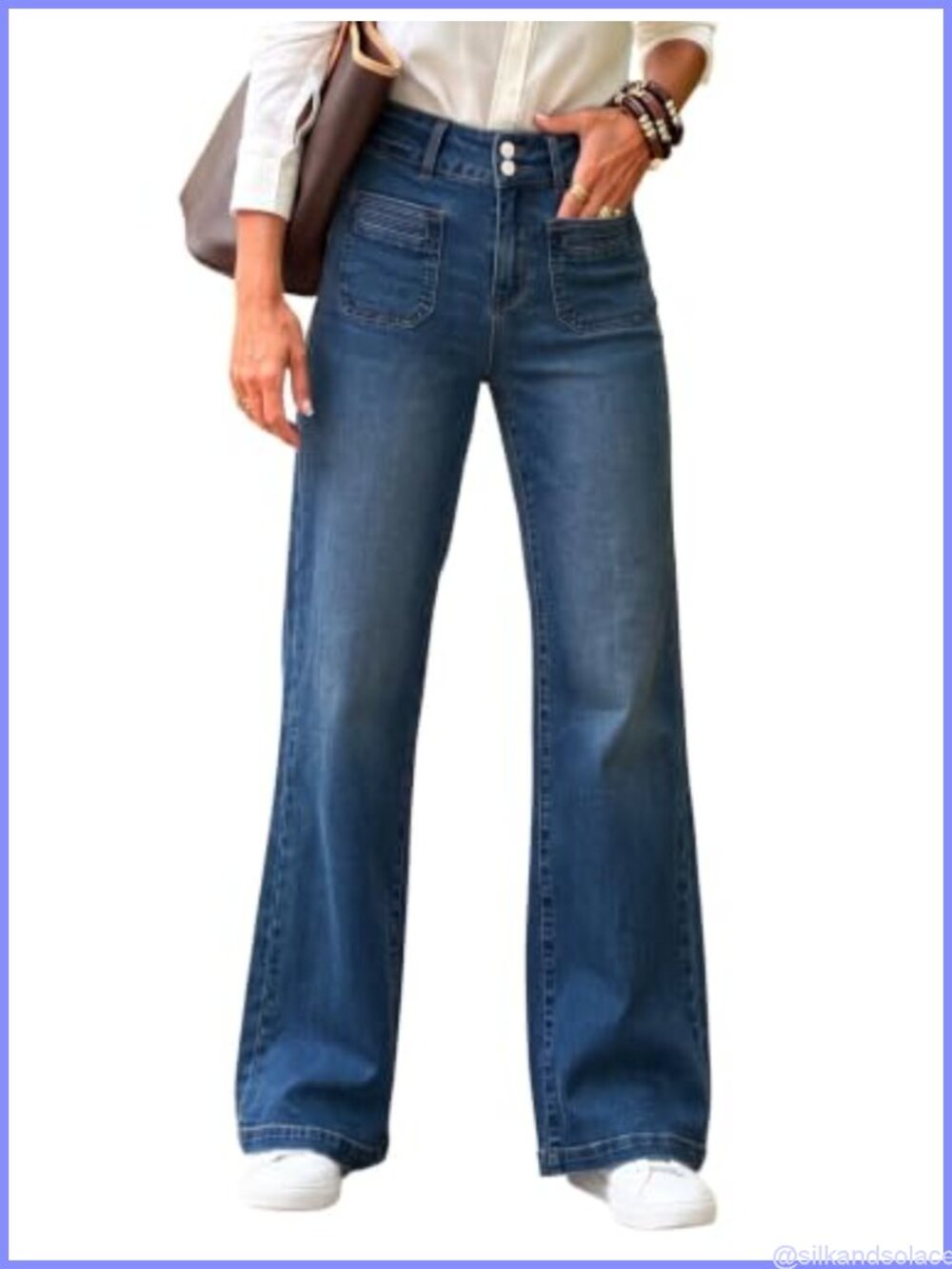 Wide Leg High Waisted Jeans Stretchy Denim Tummy Control Pants